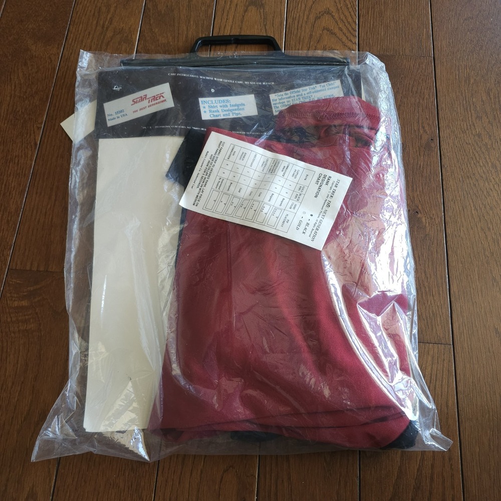 VTG Star Trek TNG Captain Picard Red Costume Shirt XL Rubies 15202 NIP 1993 - Picture 5 of 6